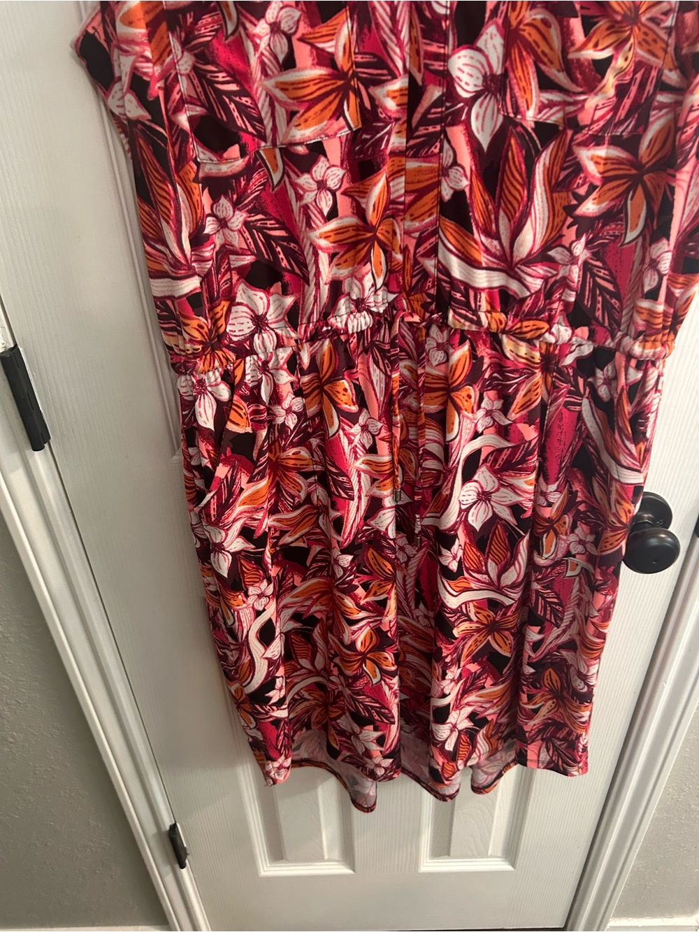Apt 9 Women's size L Multicolor Floral Dress stretch sleeveless drawstring - Picture 4 of 8